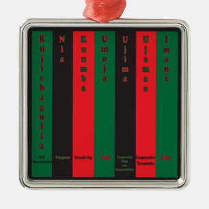 Ornement Métallique 7 Principes de Kwanzaa (Vertical)