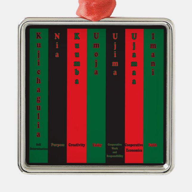 Ornement Métallique 7 Principes de Kwanzaa (Vertical) (Devant)
