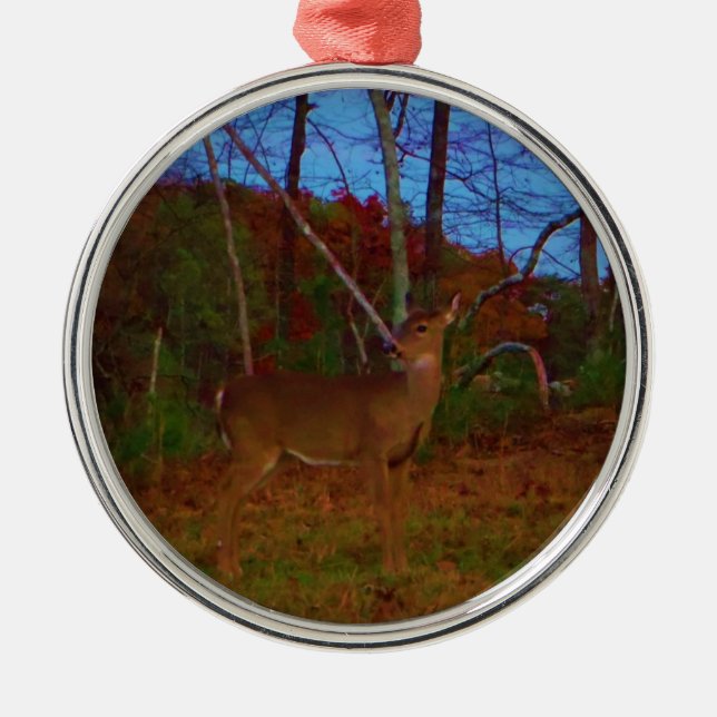Ornement Métallique A Deer : Gold Red Green et Blue (Devant)