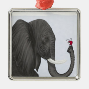 Ornement Métallique Adorable éléphant et mignonne coccinelle