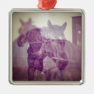 Ornement Métallique Amish chevaux collage numérique