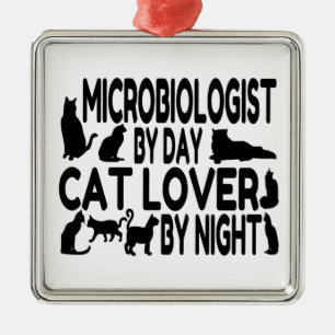 Ornement Métallique Amoureux des chats de microbiologiste