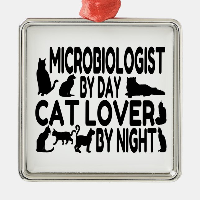 Ornement Métallique Amoureux des chats de microbiologiste (Devant)