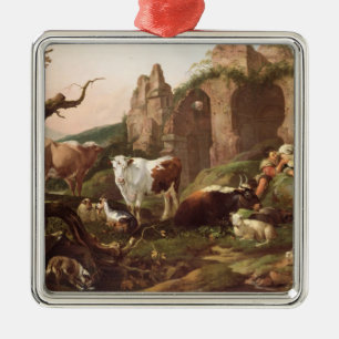 Ornement Métallique Animaux de ferme dans un paysage, 1685
