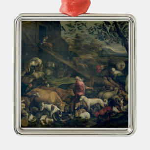 Ornement Métallique Animaux entrant dans l'arche (huile sur la toile)
