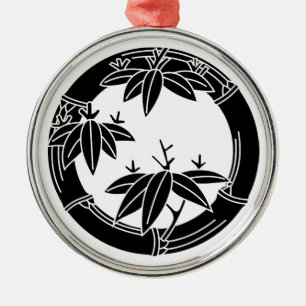 Ornement Métallique Anneau de bambou avec feuilles de bambou