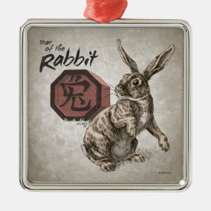 Ornement Métallique Année de l'art chinois de zodiaque de lapin