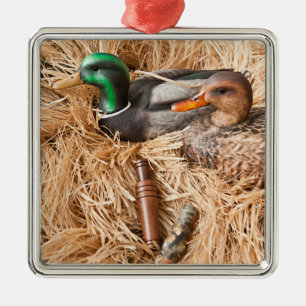 Ornement Métallique Appel Mallard Drake de canard chassant l'ornement