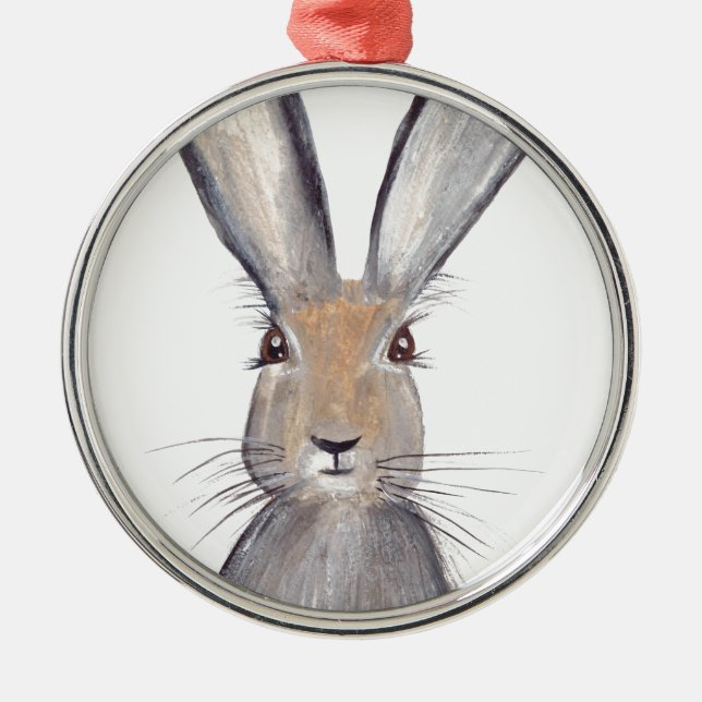 Ornement Métallique Aquarelle de lapin lièvre (Devant)