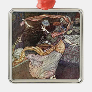 Ornement Métallique Arabian Nights Dancing Girl with Scarves Illustrat