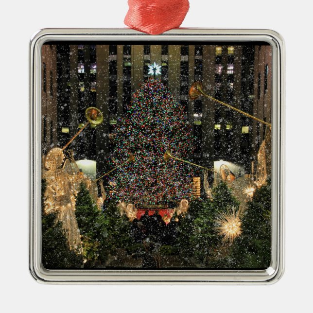 Ornement Métallique Arbre de Noël du Rockefeller Center de NYC sous la (Devant)