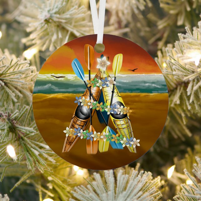 Ornement Métallique Arbre de Noël tropical Kayak (Insitu)