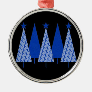 Ornement Métallique Arbres de Noël - Bleu Ruban Colon Cancer