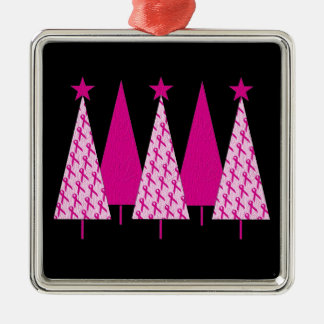 Ornement Métallique Arbres de Noël - Cancer du sein Ruban rose