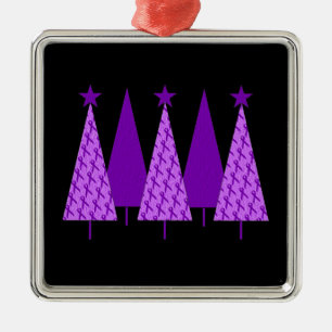Ornement Métallique Arbres de Noël - ruban pourpre Crohns et colite