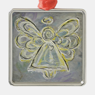 Ornement Métallique Argent et blanc Angel clair