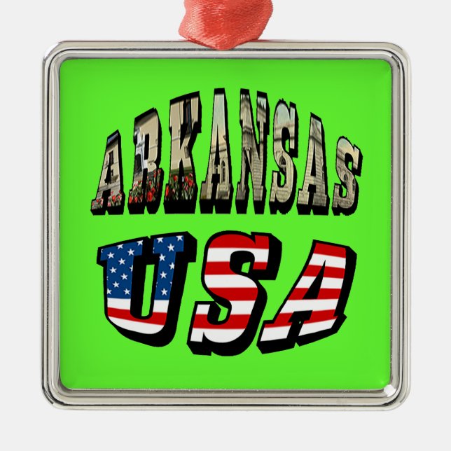 Ornement Métallique Arkansas Picture et USA Flag Text (Devant)