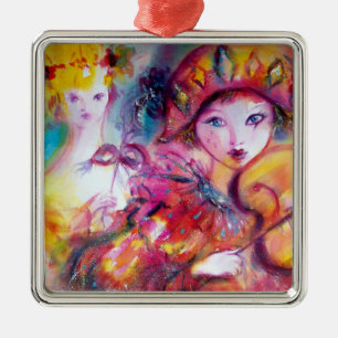 Ornement Métallique ARLECCHINO ET COLOMBINA rose rouge Coeur
