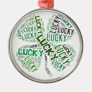 Ornement Métallique Art de mots Trèfle Chanceux