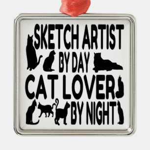 Ornement Métallique Artiste Amoureux des chats