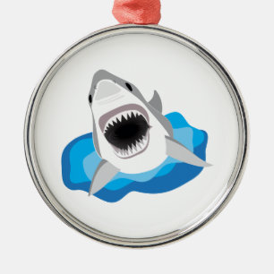 Ornement Métallique Attaque de requin - le grand requin blanc saute