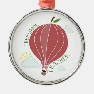 Ornement Métallique Ballon à air chaud de professeur préscolaire App