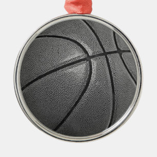 Ornement Métallique Basket-ball en niveaux de gris