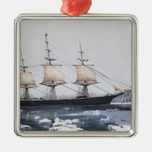 Ornement Métallique Bateau de tondeuse "veste rouge "