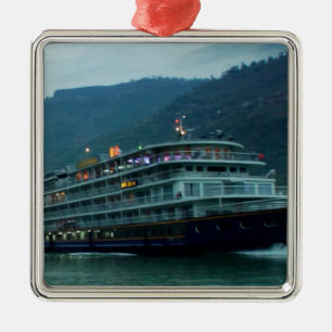 Ornement Métallique Bateau de touristes chinois en rivière Yangtz