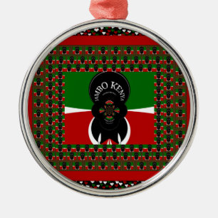 Ornement Métallique Beau drapeau des Coeurs Kenyans