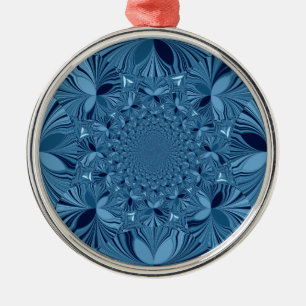 Ornement Métallique Belle Belle Iridescente Blue Kaleidoscope Art
