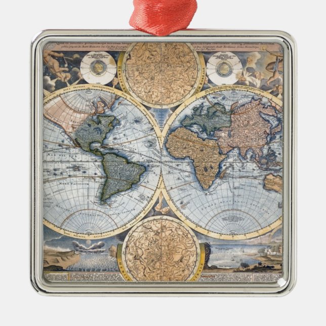 Ornement Métallique Belle carte antique d'atlas (Devant)