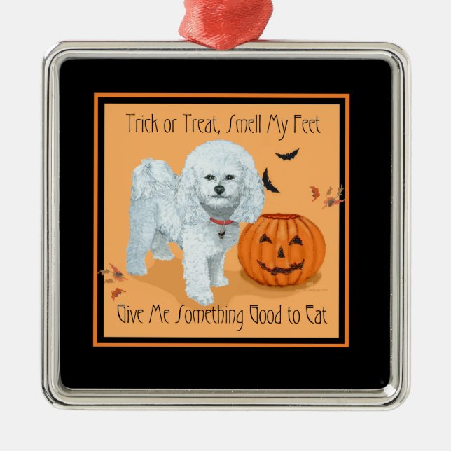 Ornement Métallique Bichon Frise Trick or Treat (Devant)