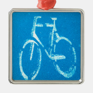 Ornement Métallique Bicyclette Bleu Blanc, Vélos Bicyclette Signal