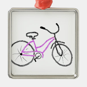 Ornement Métallique Bicyclette rose