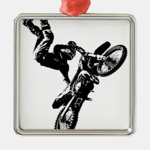 Ornement Métallique biker pop art moto vitesse acrobatique sport