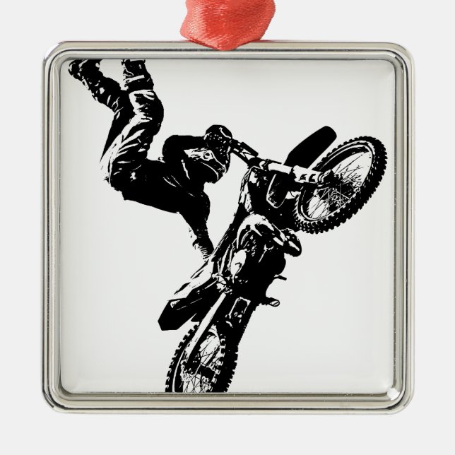 Ornement Métallique biker pop art moto vitesse acrobatique sport (Devant)