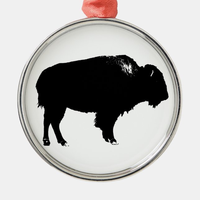 Ornement Métallique Bison noir et blanc Silhouette Pop Art (Devant)