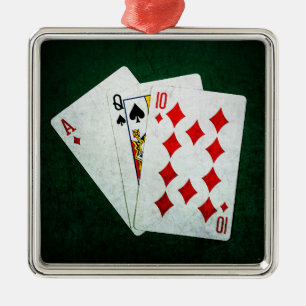 Ornement Métallique Blackjack 21 point - As, Queen, Ten