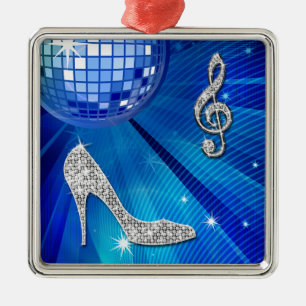 Ornement Métallique Bleu étincelant/argent Note musicale & talon Stil