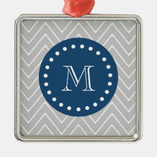 Ornement Métallique Bleu marine, motif gris   de Chevron votre