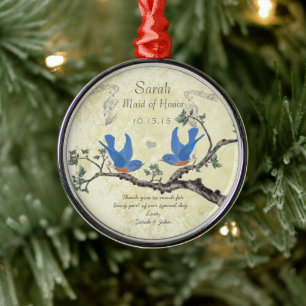 Ornement Métallique Bluebirds vintages Maid of Honor Ornamy