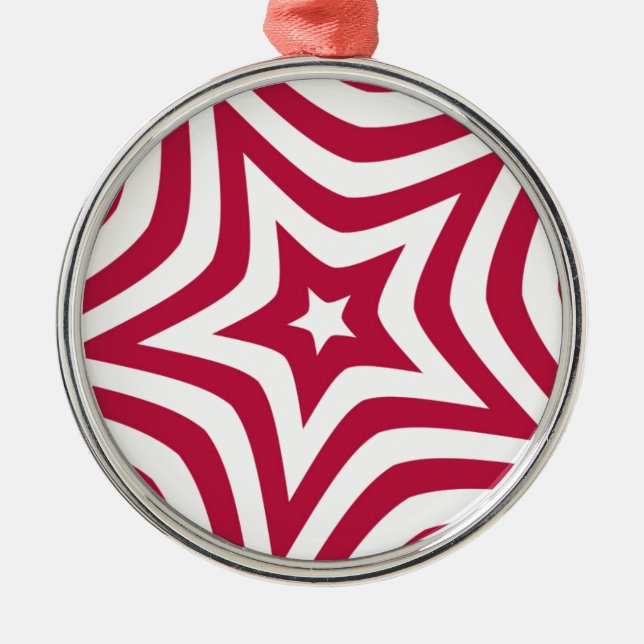 Ornement Métallique Bold & Bright Red & White Star dans un Motif vecto (Devant)