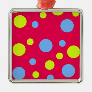 Ornement Métallique Bulles Jaunes Bleues Funky Heureuses