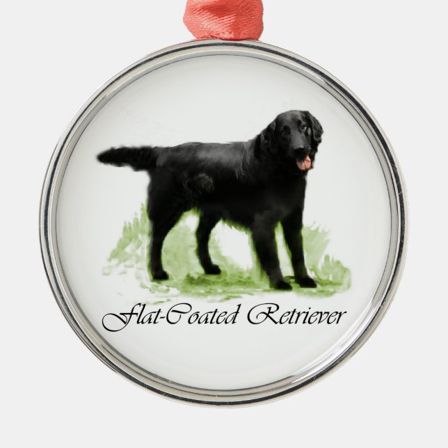 Ornement Métallique Cadeaux d'Art Retriever à revêtement plat (Devant)