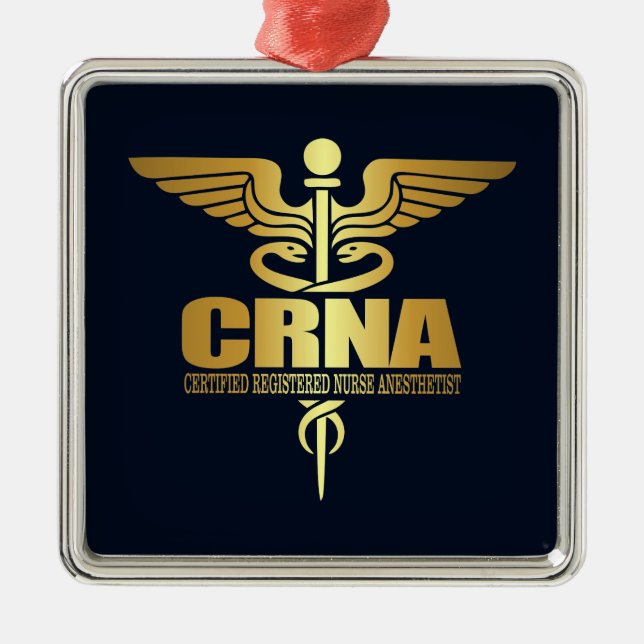 Ornement Métallique Caducée d'or (CRNA) (Devant)