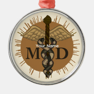 Ornement Métallique Caduceus M.D. Docteur