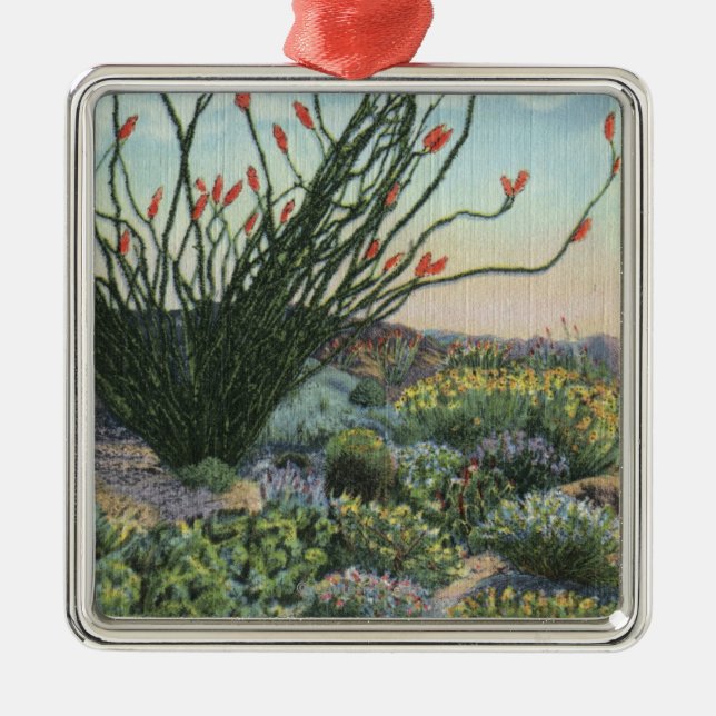 Ornement Métallique CaliforniaView des cactus en fleur (Devant)