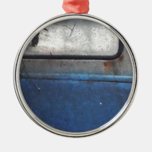 Ornement Métallique Camion vintage bleu clair et blanc