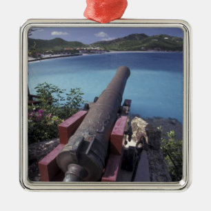 Ornement Métallique CARAÏBES, Saint-Barts, Connon pointant vers la ba
